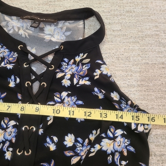 WHITE HOUSE BLACK MARKET Women Polyester Halter Tank Top Layered Shell Floral XS - Picture 8 of 9